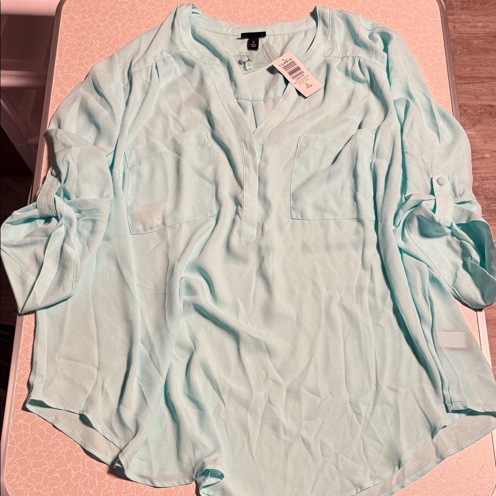 Torrid Soft Aqua Blouse